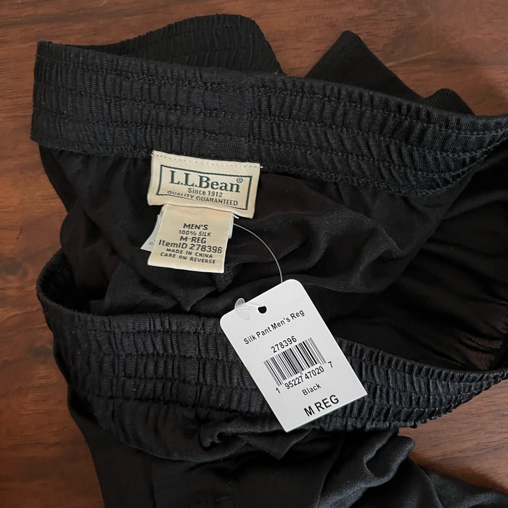 NWT L.L. Bean 100% Silk Base Thermal Layer Men's Black